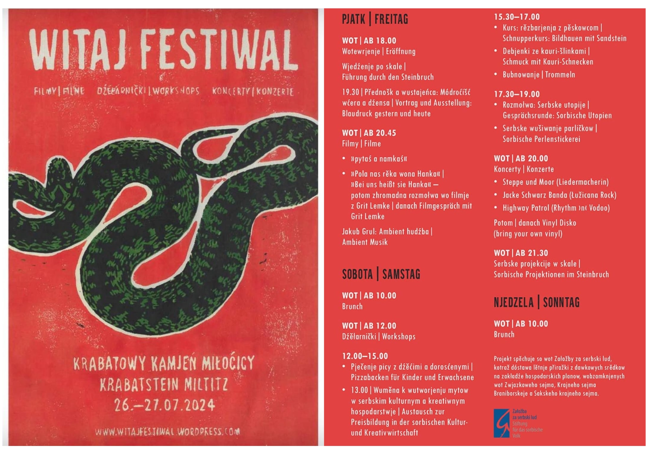 2024 07 26 27 Witaj Festival Poster