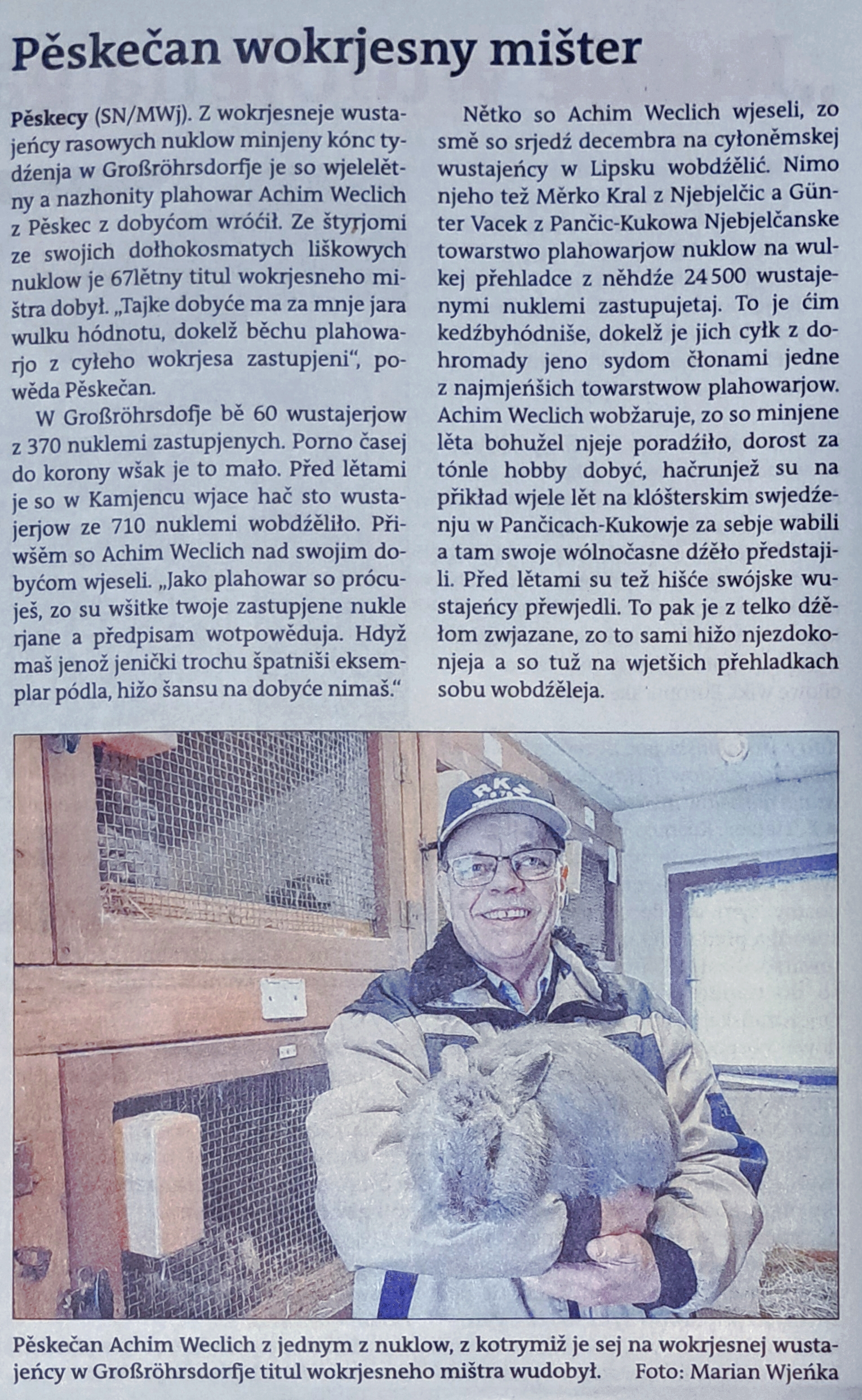 article in Serbske Nowiny 30.11.2023 2023 11 30 Artikel SN