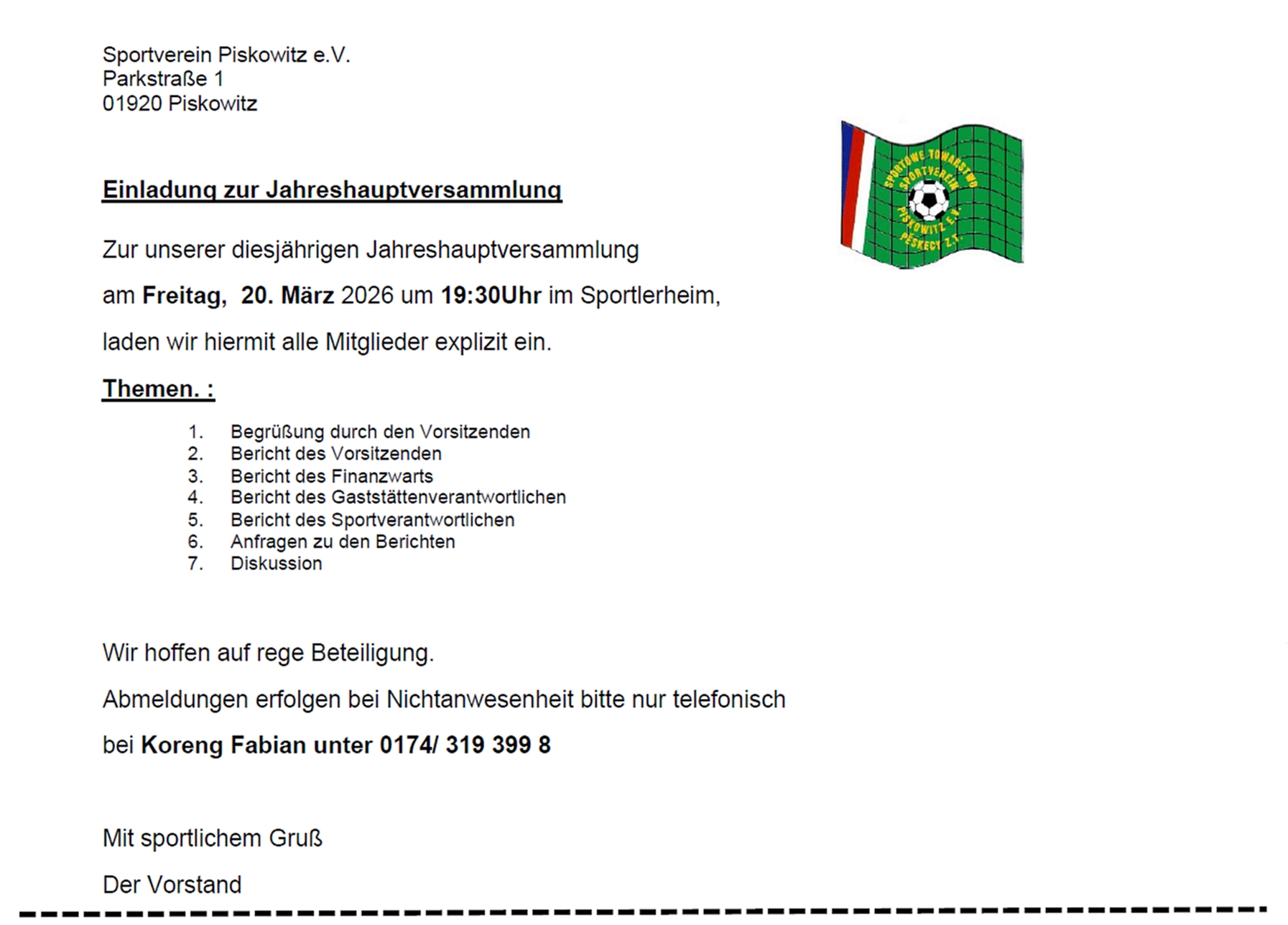 JHV SV Piskowitz 2026